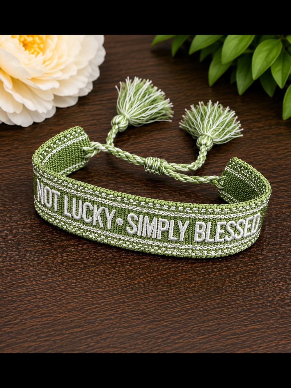 "Not Lucky, Simply Blessed" Adjustable Woven Bracelet